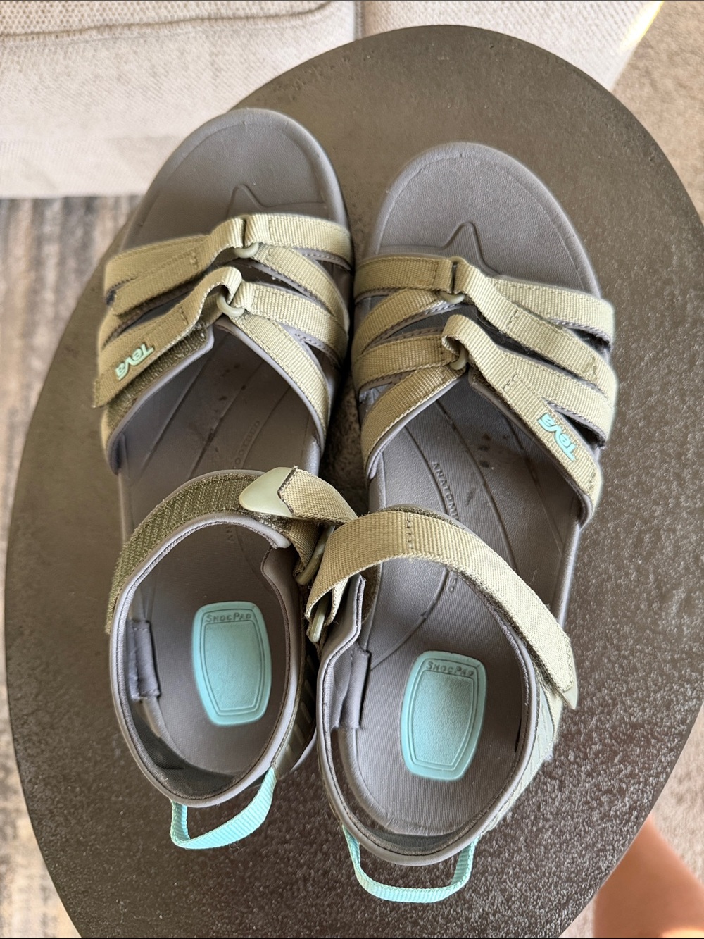 Teva Women's Light Olive Sport Sandals with Aqua Accents